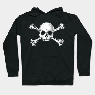 Skull and Crossbones 1 White - Distressed Hoodie